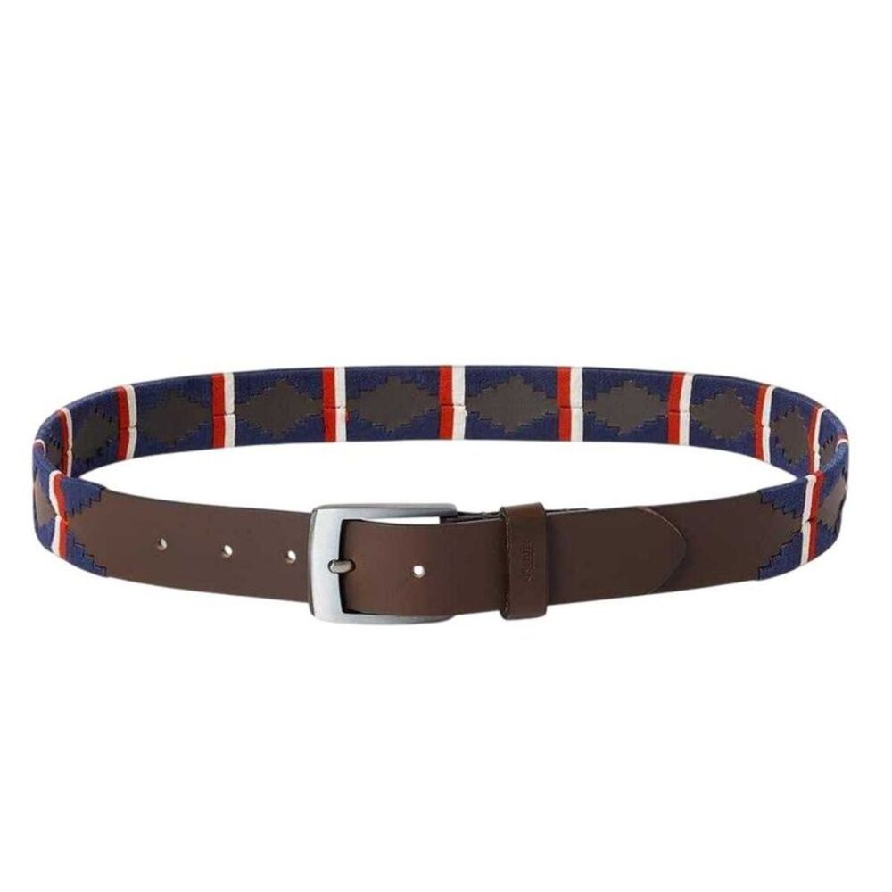 Osprey Mens The Mendoza Geometric Pattern Leather Belt / Blue/Red